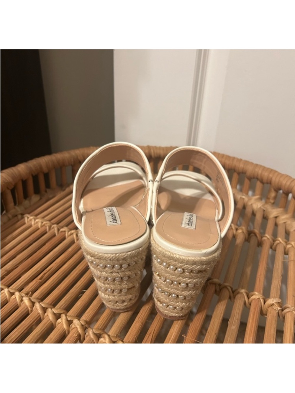 Charles David Platform Espadrille Sandals in Cream -
